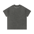 Gray mineral-wash waffle-knit t-shirt on a white background