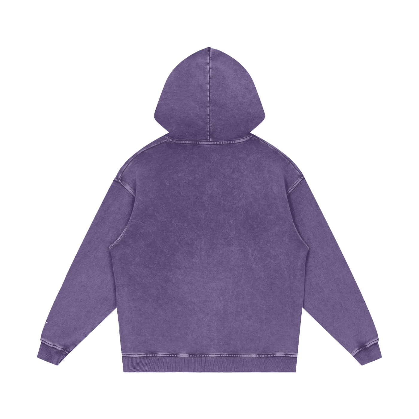 Purple hoodie shown from the back on a white background