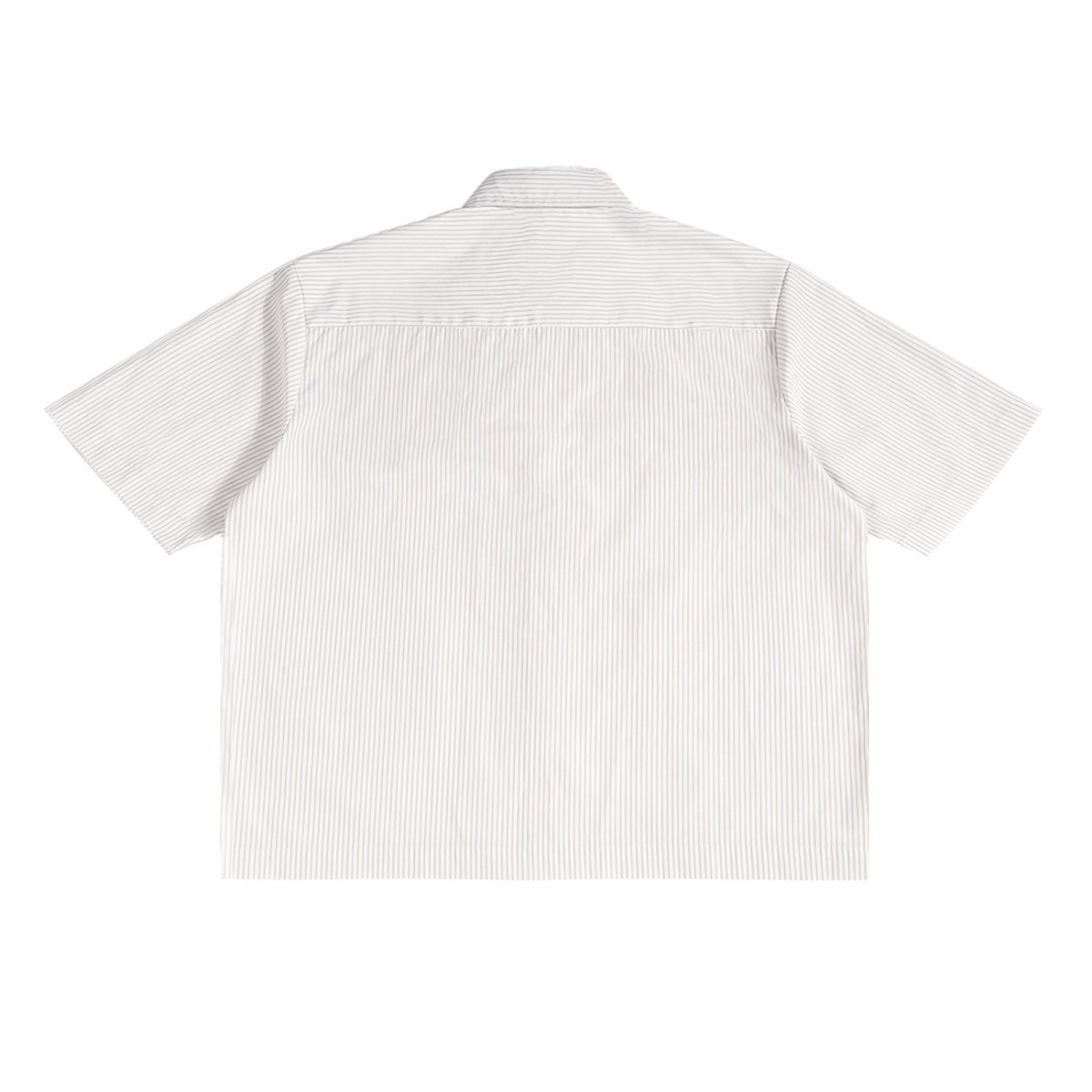 White short-sleeve shirt with subtle pattern on a white background