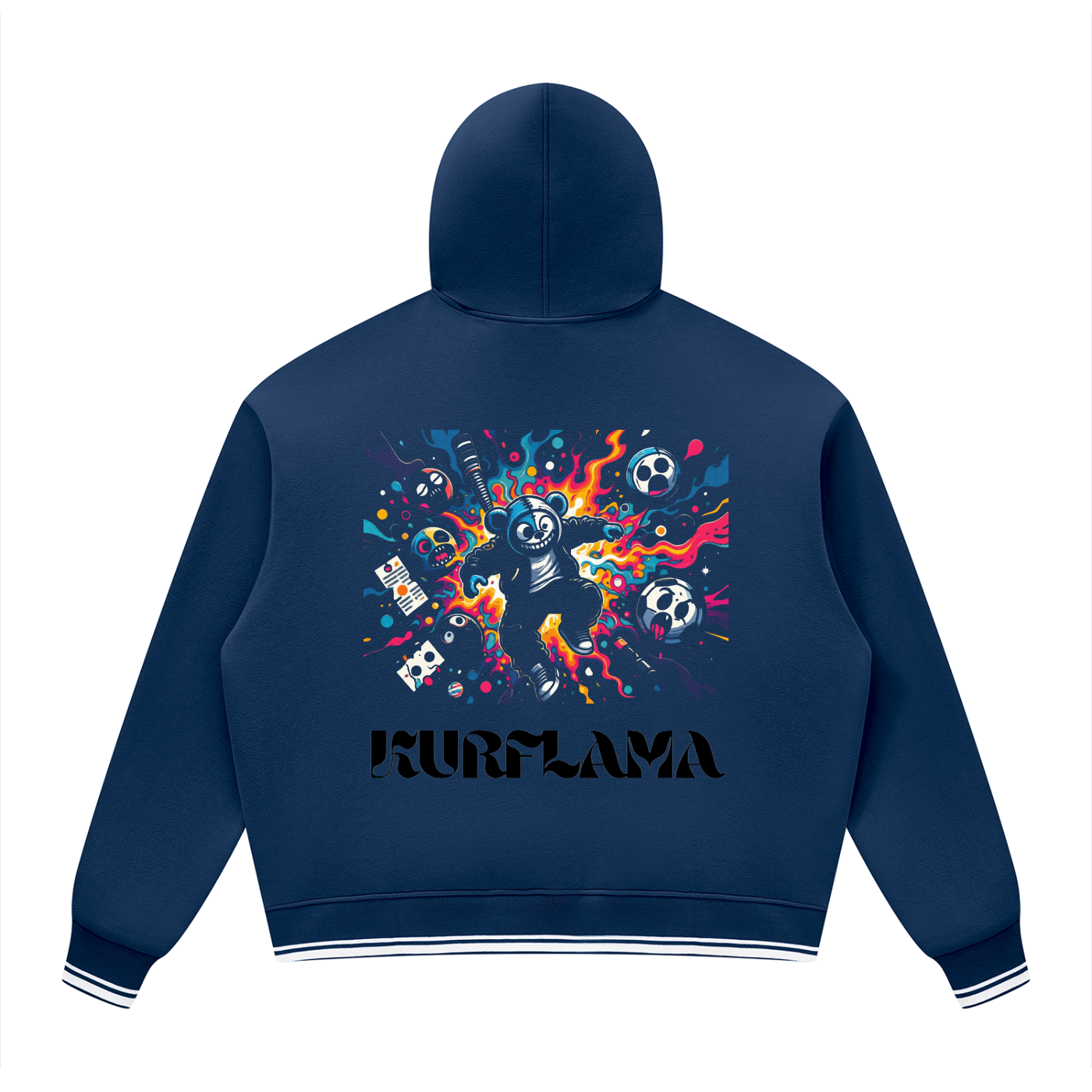Unisex Oversized Color Block Fleece Hoodie