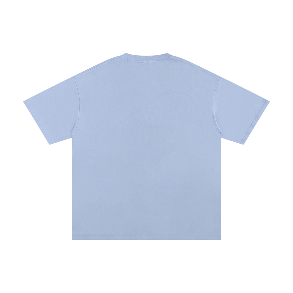 Back view of a plain light blue Unisex Pure Cotton T-Shirt.