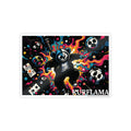 Gloss poster with a dark cartoon animal, floating skulls and colorful artwork.