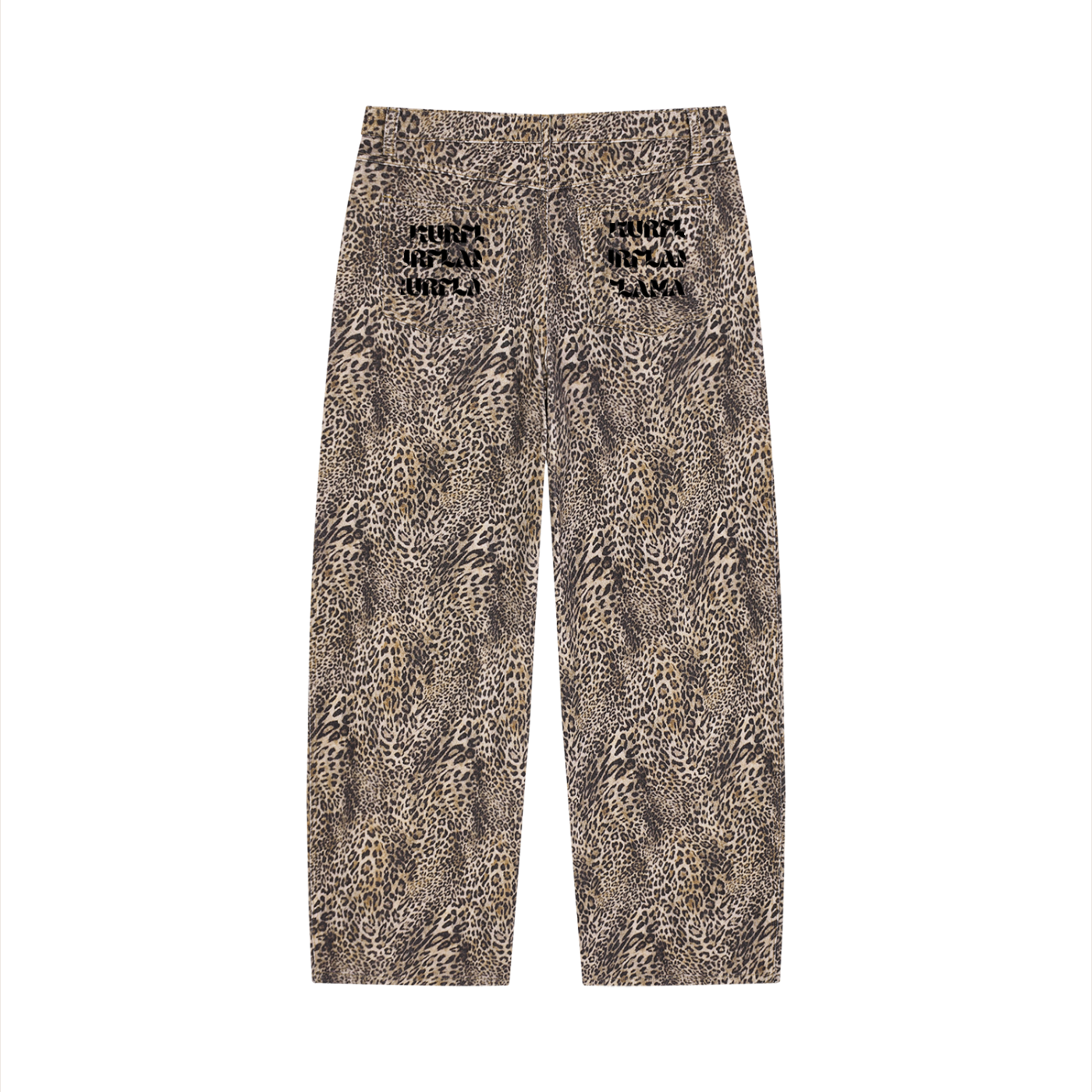 KURFLAMA | Unisex Vintage Wash Leopard Wide Leg Jeans