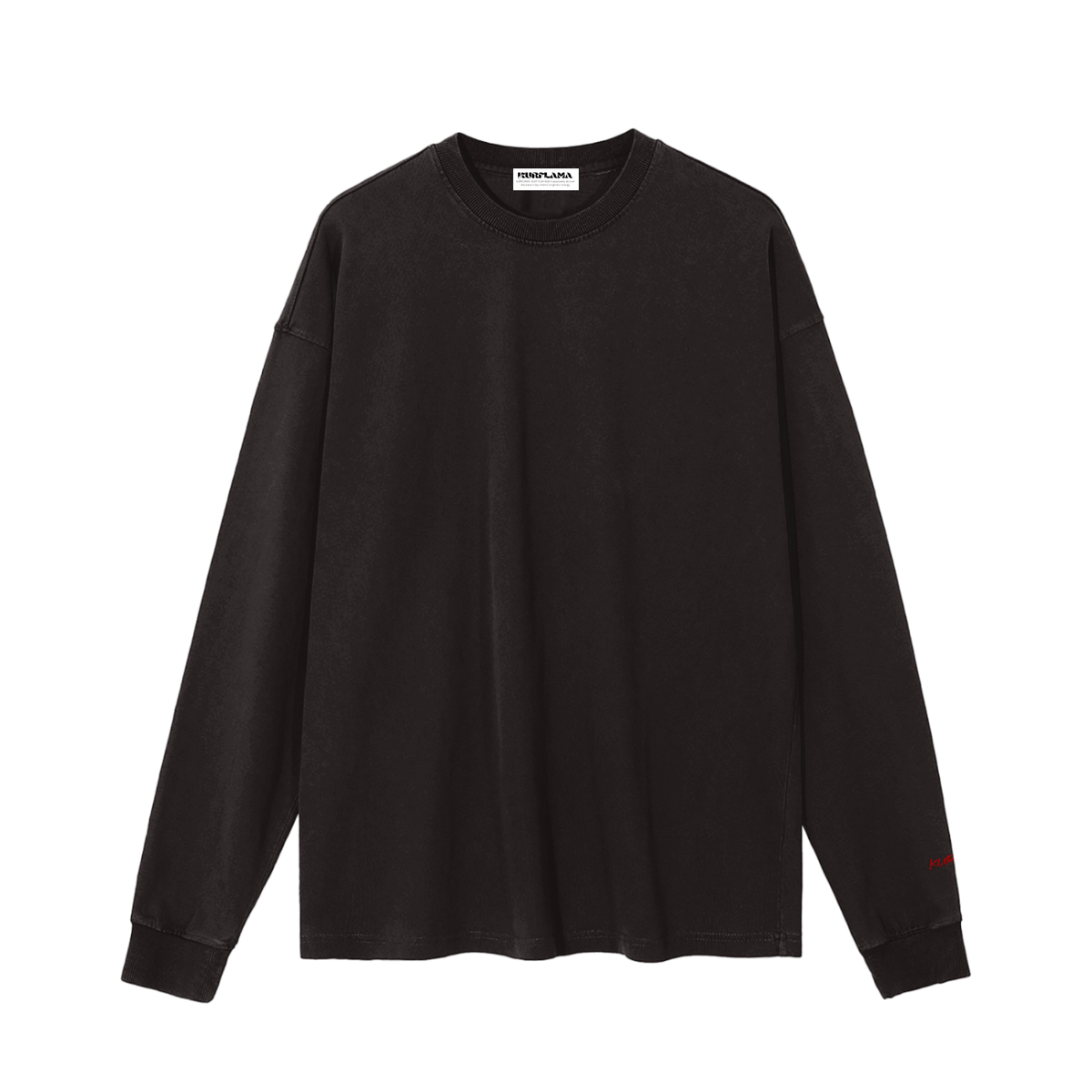 Front view of a plain black long-sleeve T-shirt.