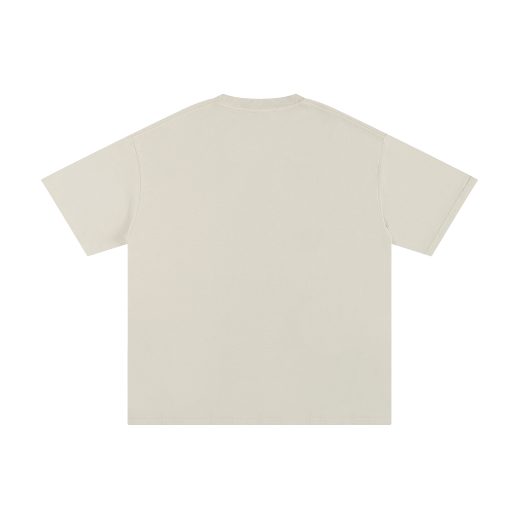Back view of a plain beige Unisex Pure Cotton T-Shirt.