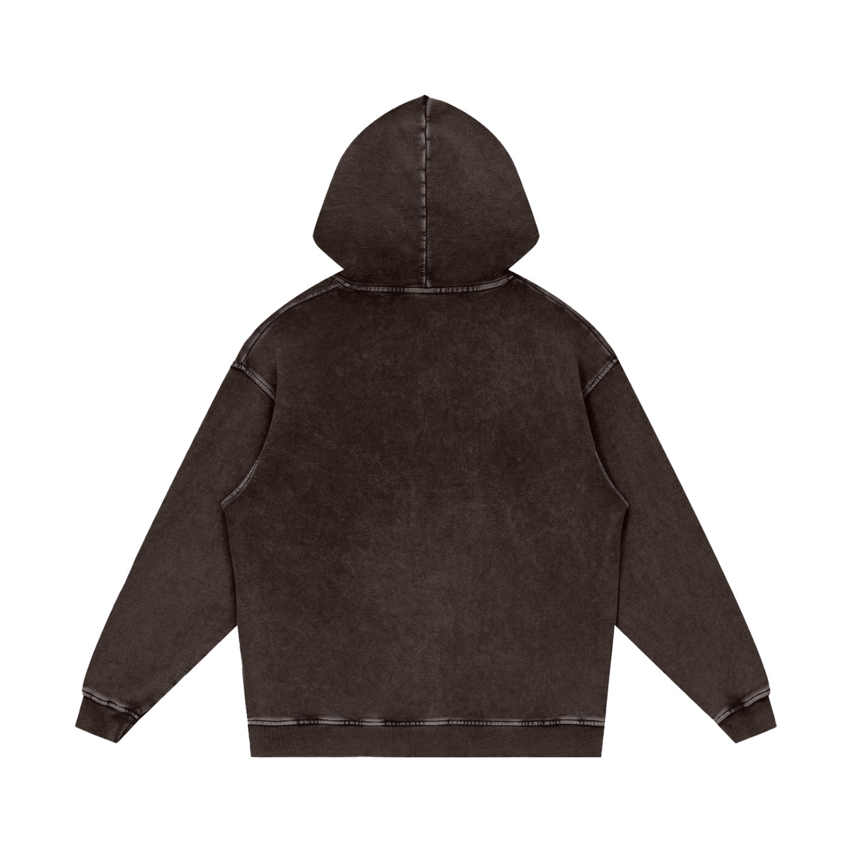 Back view of a plain washed brown hoodie.