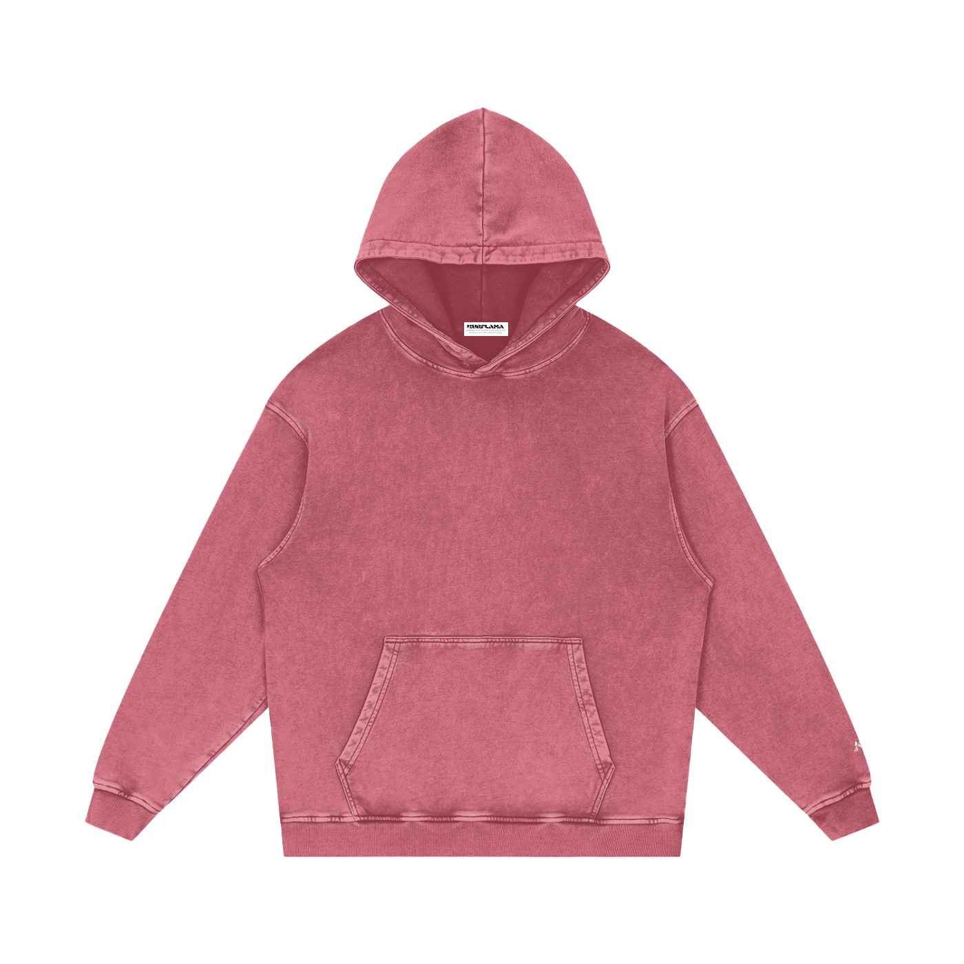 Pink hoodie with text on a white background
