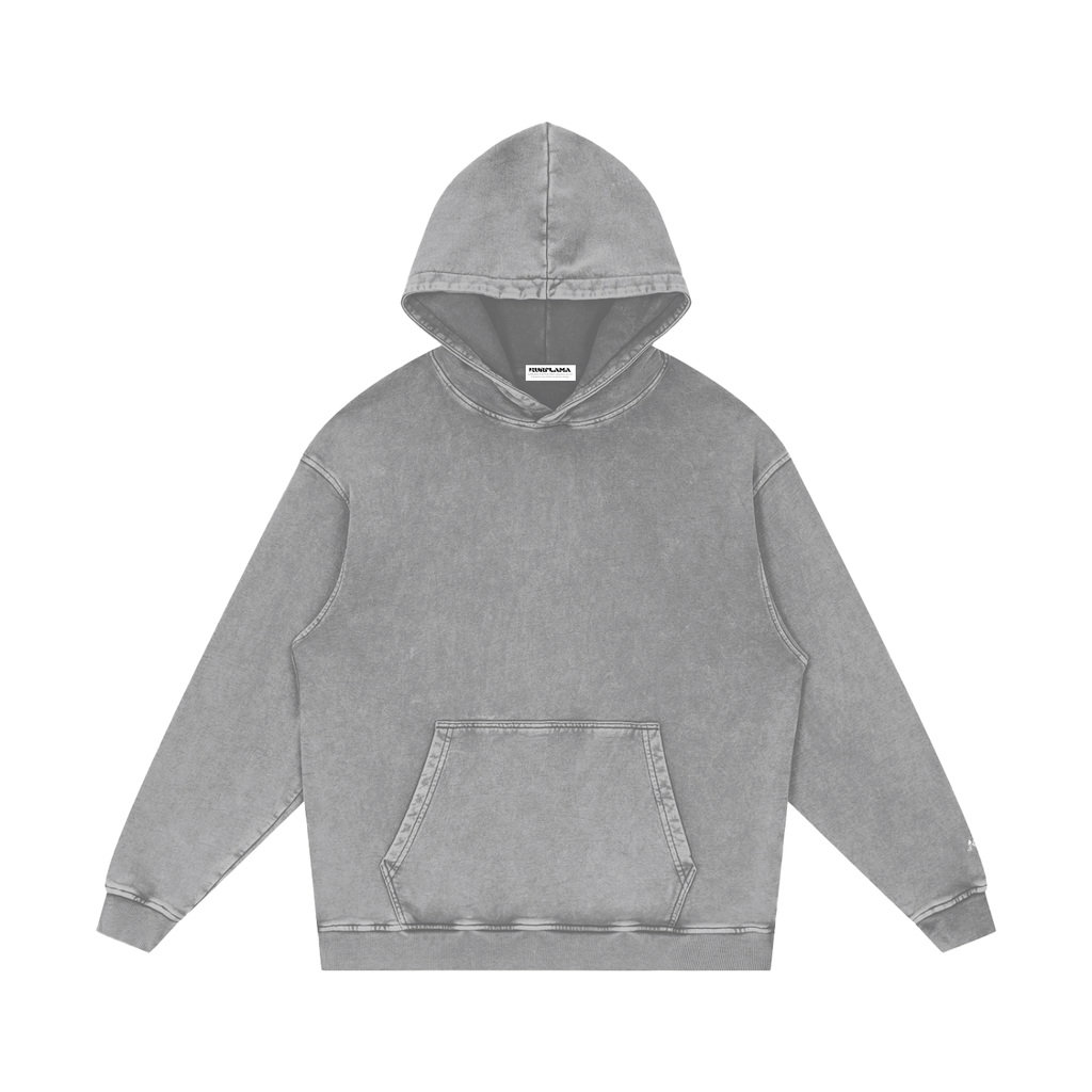 Purple hoodie with branding on a white background