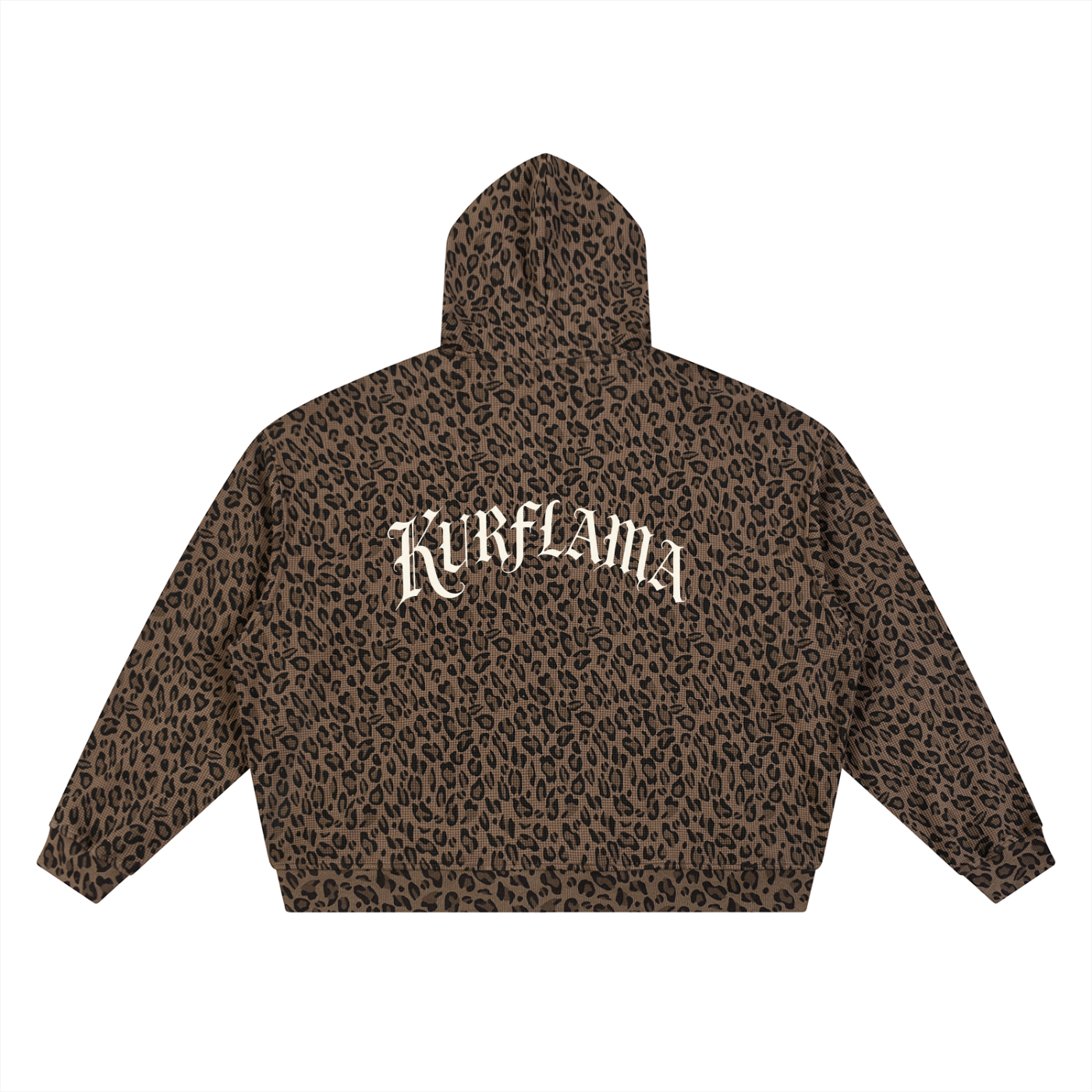 Unisex Leopard Print Waffle Full Zip Hoodie