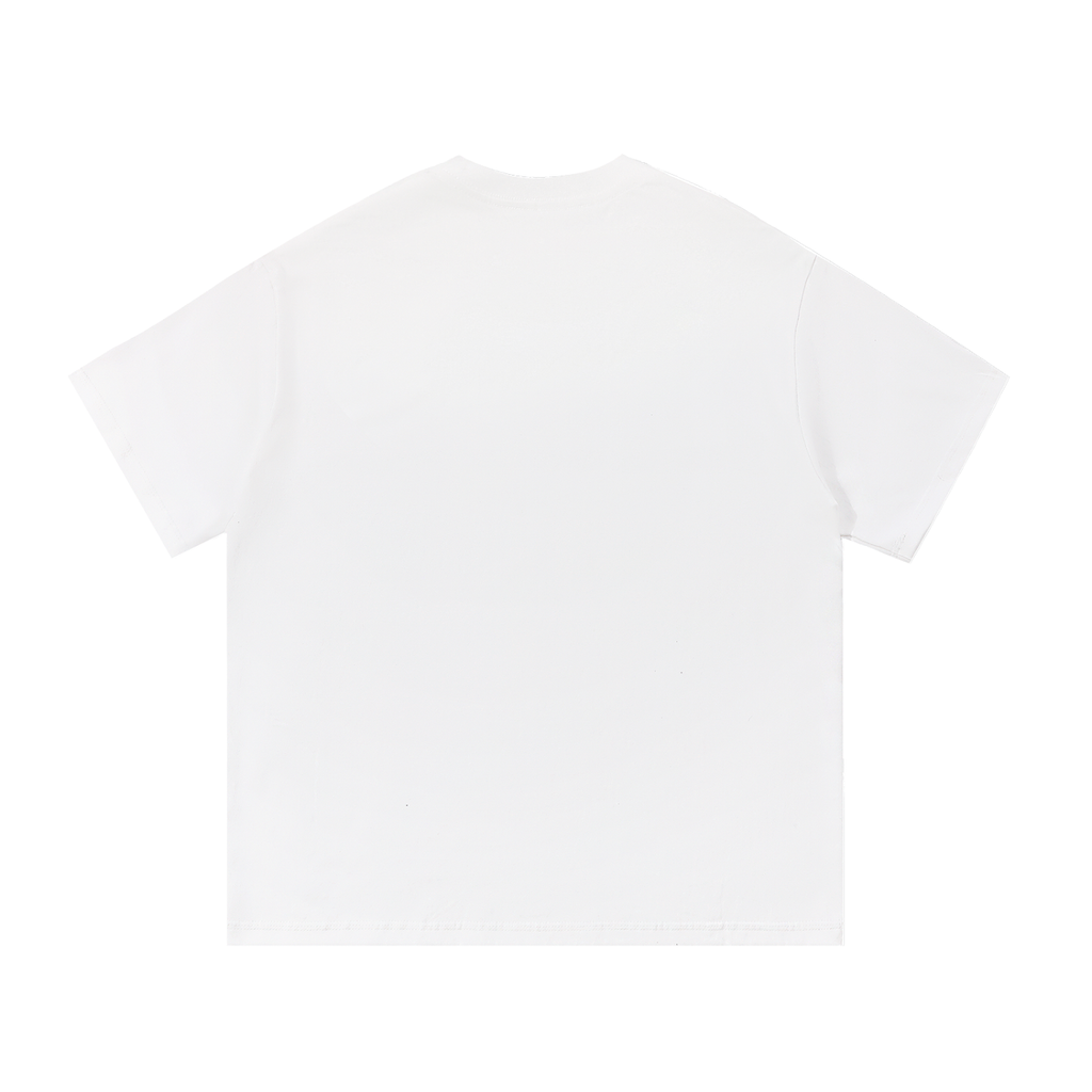 Back view of a plain white tee.