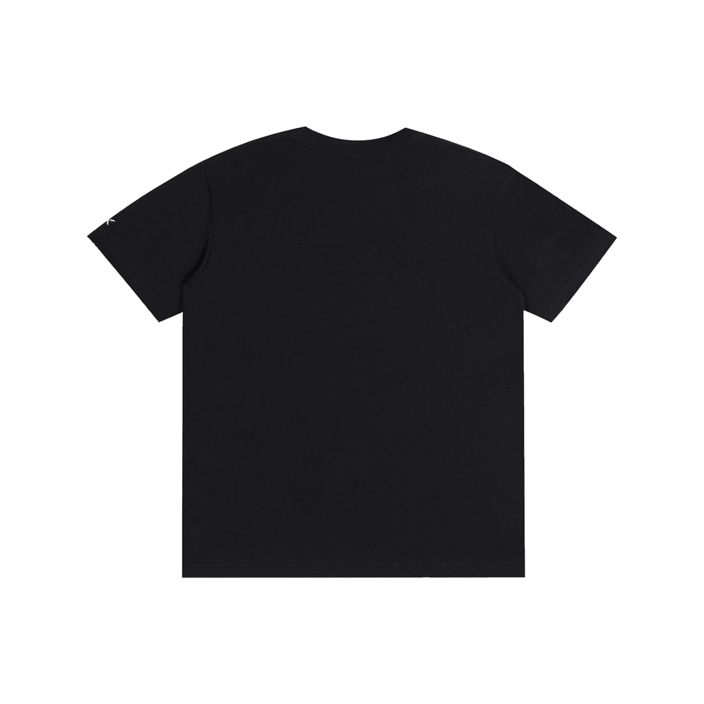 A black short-sleeve t-shirt with KURFLAMA - Men's K logo on sleeve