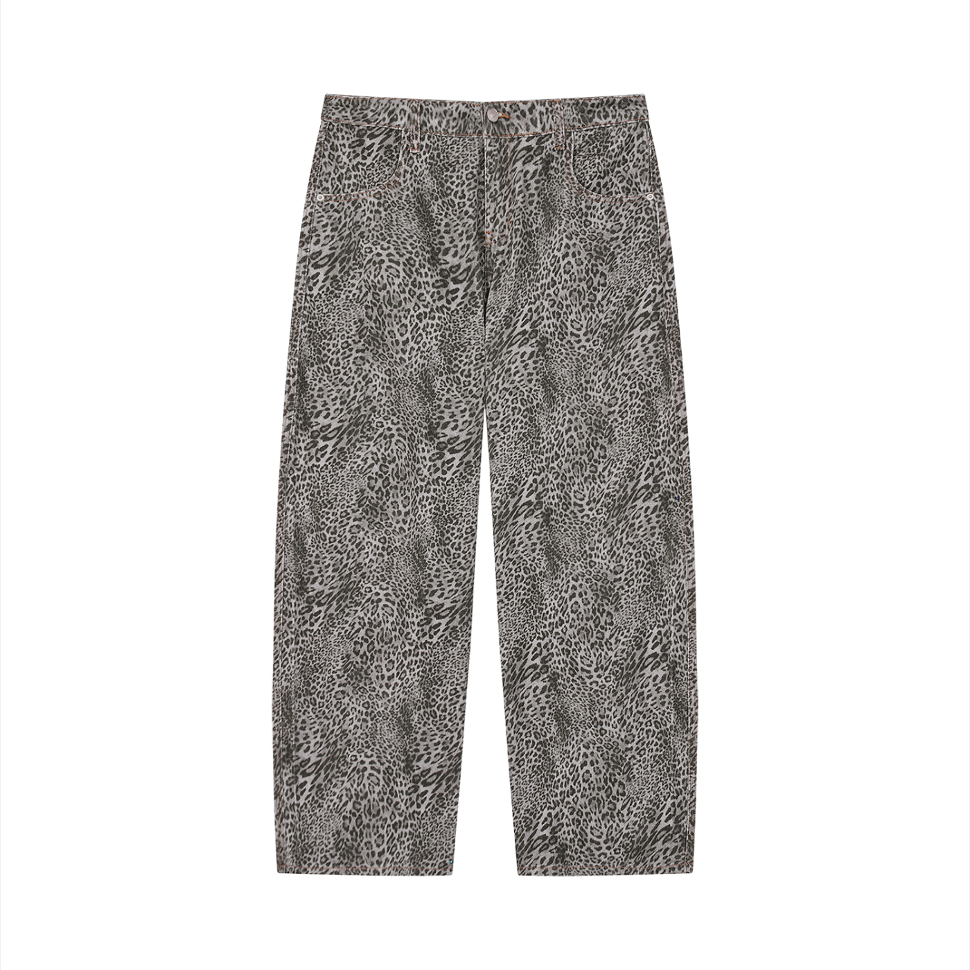 KURFLAMA | Unisex Vintage Wash Leopard Wide Leg Jeans
