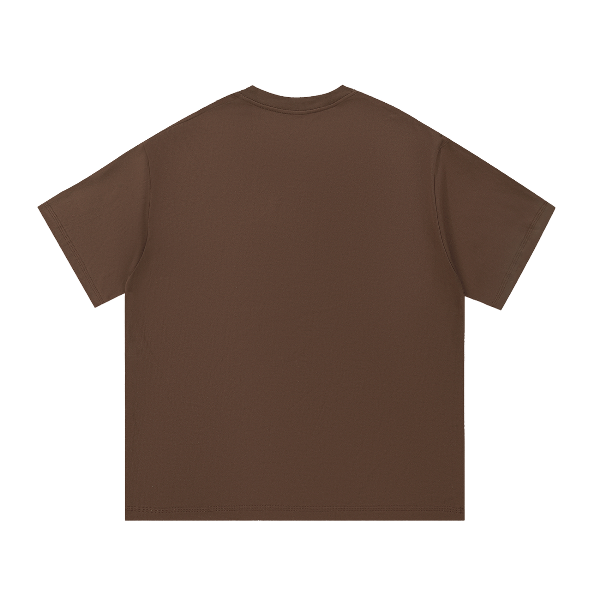 Back view of a plain brown tee.