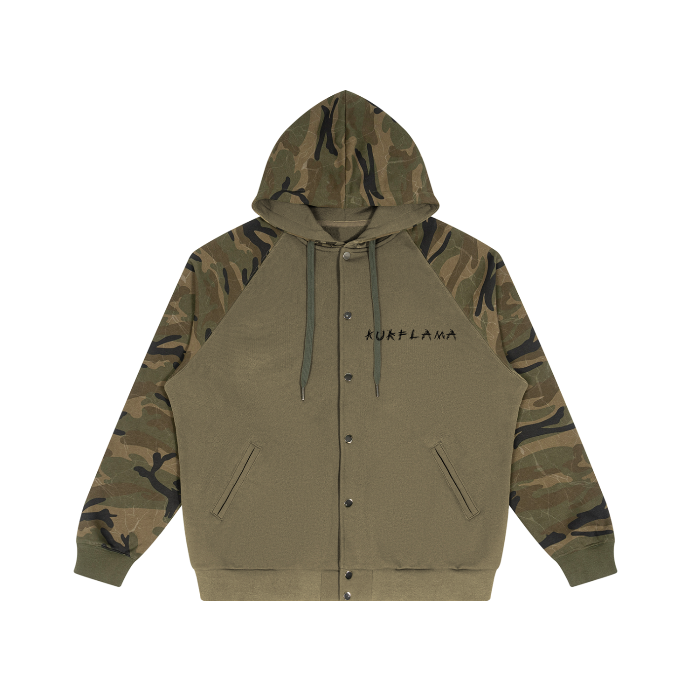 Unisex Camo-Splice Raglan Zip Hoodie