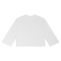 White long-sleeve shirt with a small logo on a white background