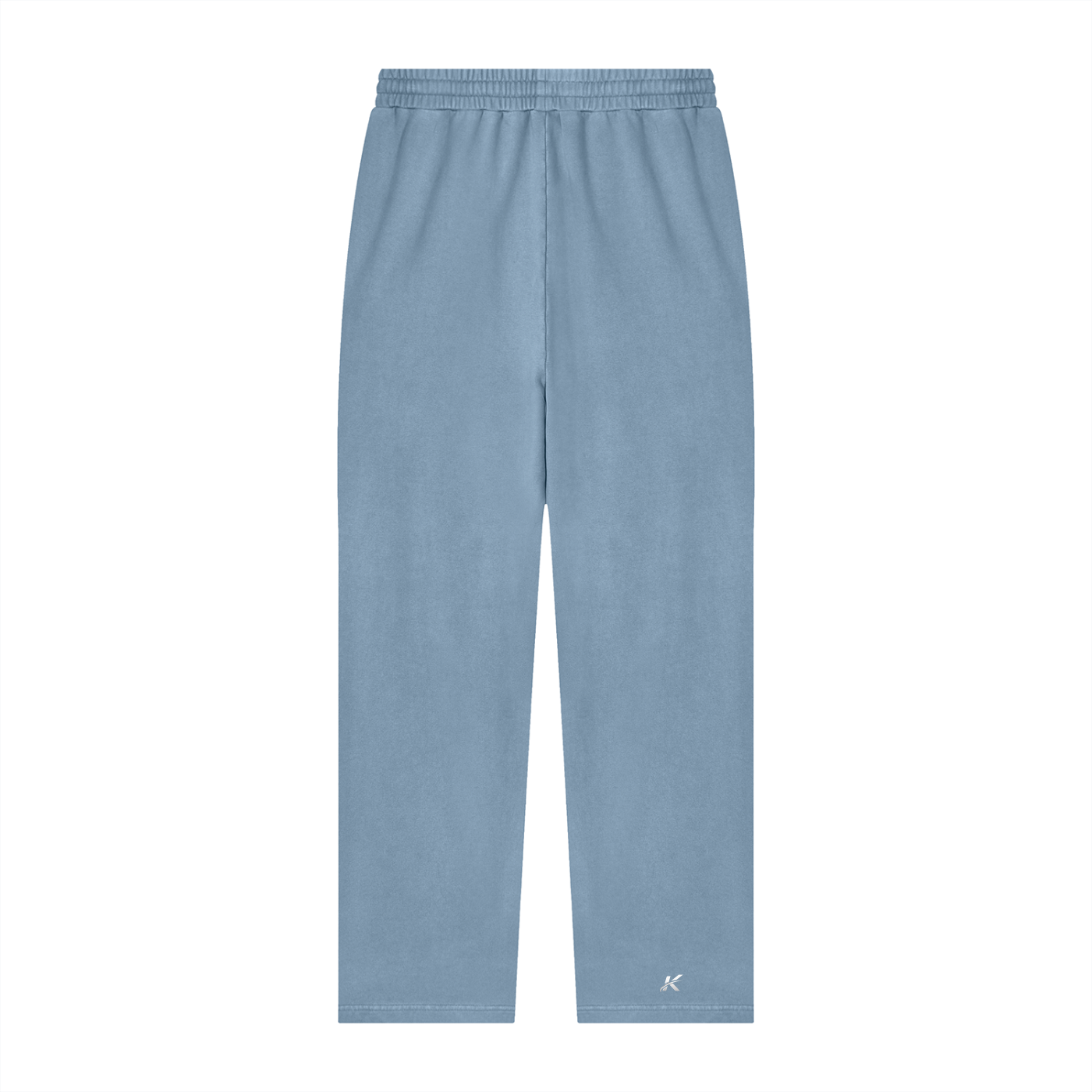 Light blue fleece jogger pants with an elastic waistband and a small white embroidered logo on the lower left leg, shown against a plain white background.