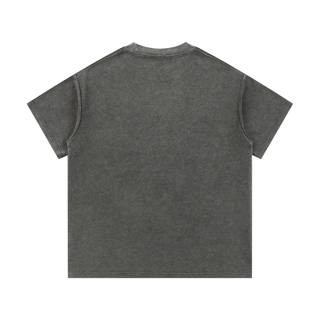 Mineral-wash waffle-knit t-shirt alternate view on a white background