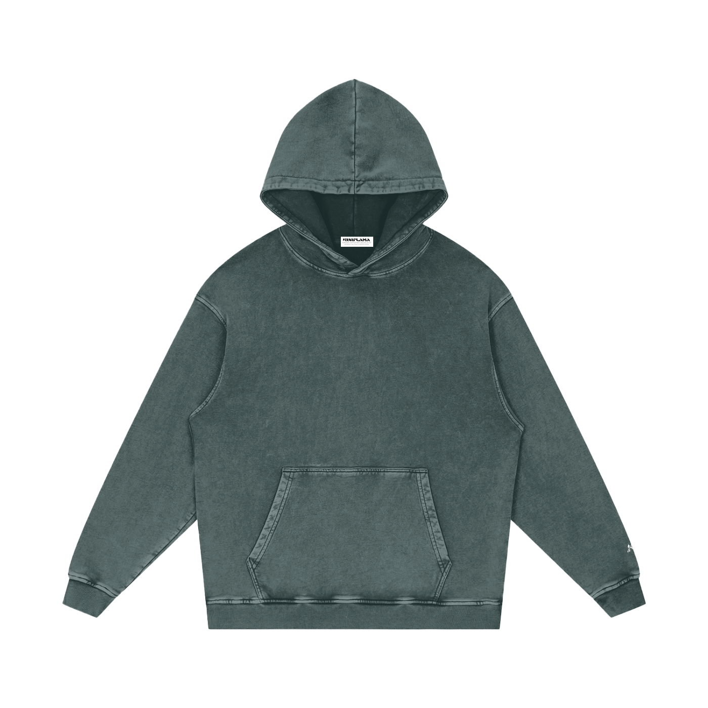 Green hoodie on a white background
