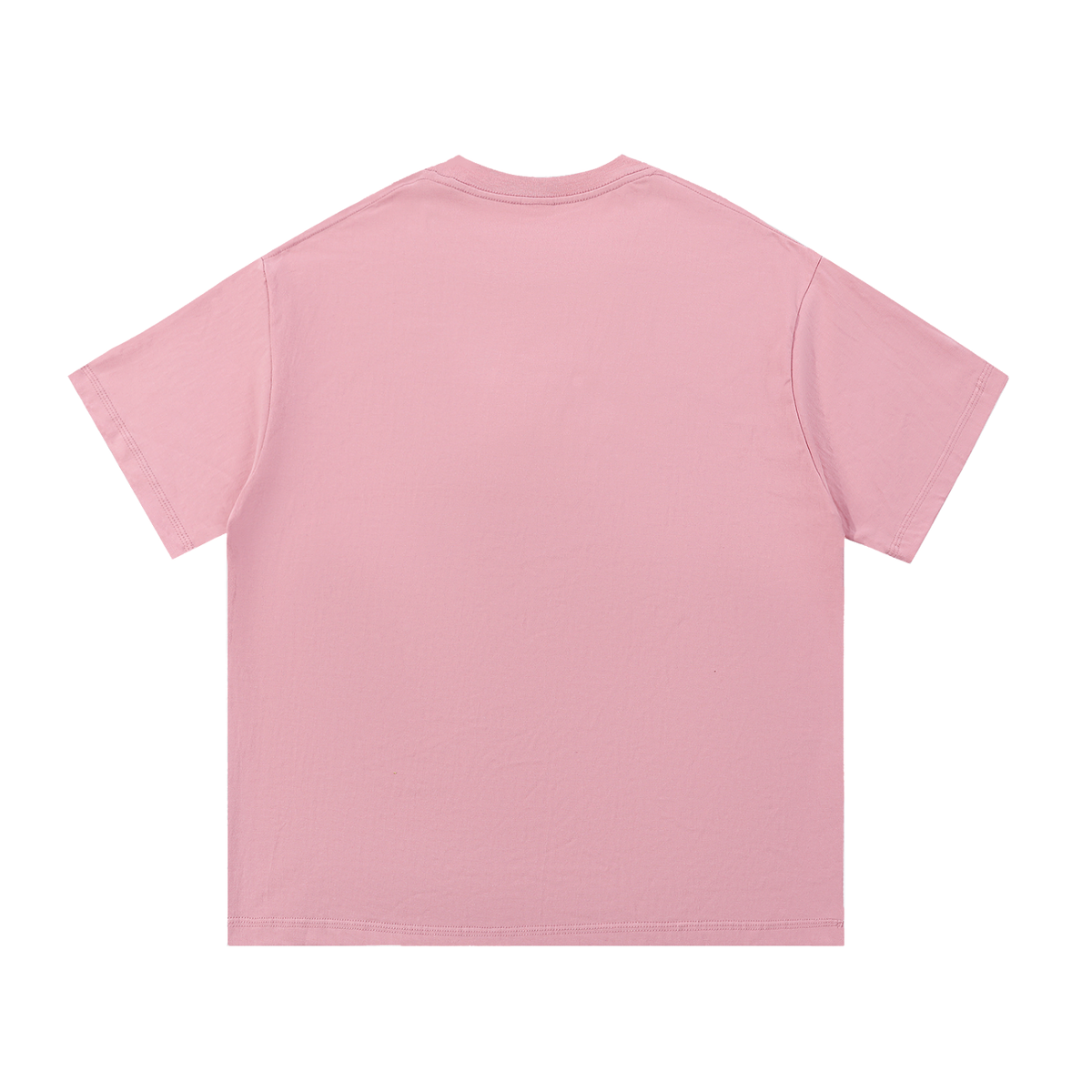 Back view of a plain pink tee.