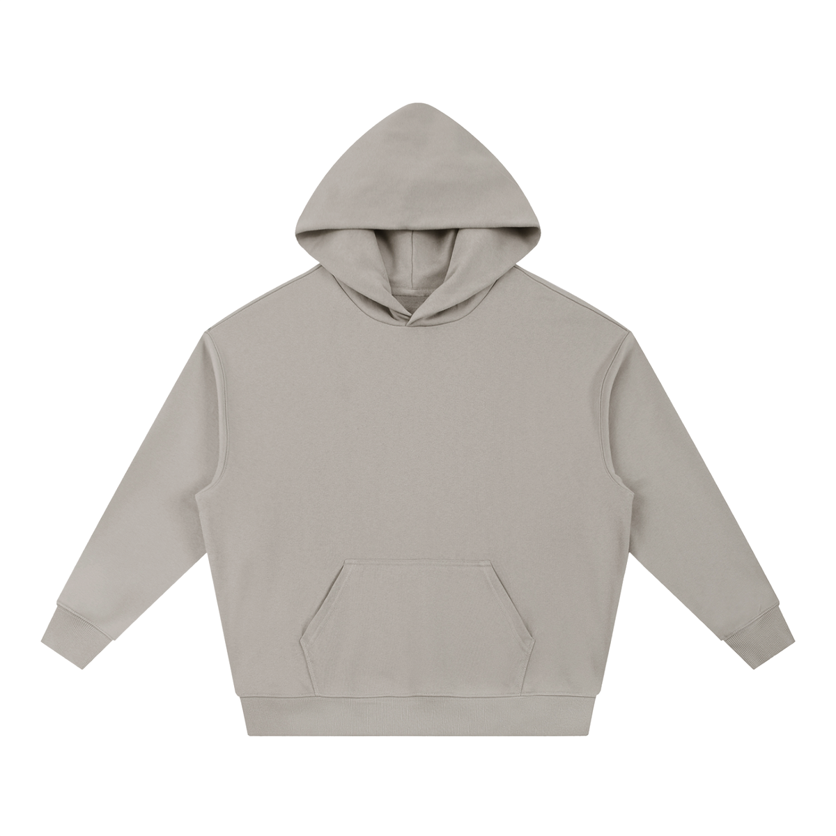 Gray hoodie with a brand logo on a white background