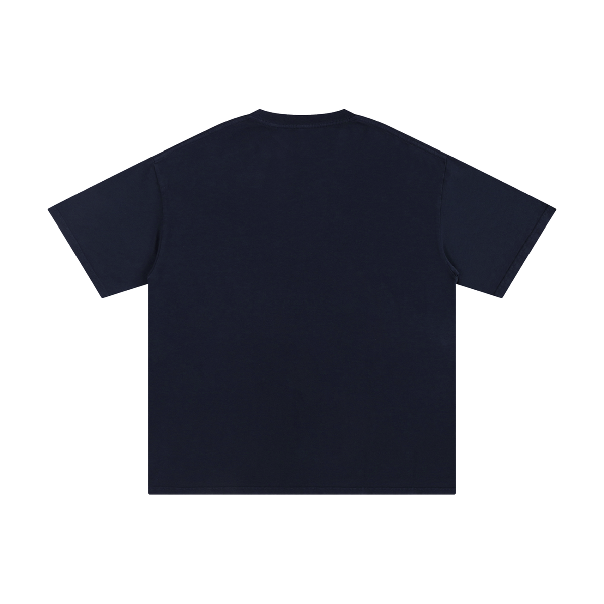 Back view of a plain navy blue Unisex Pure Cotton T-Shirt.