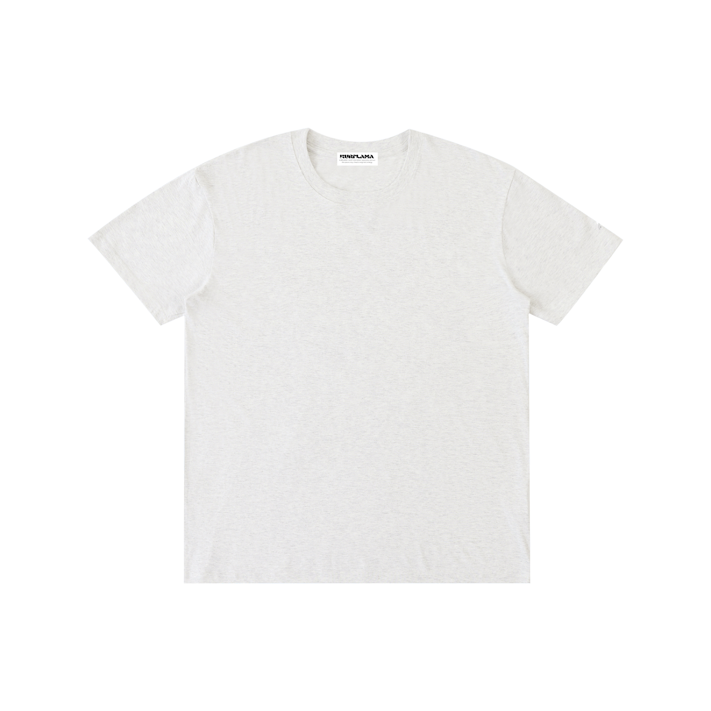 A light heather gray crewneck t-shirt laid flat against a solid white background.