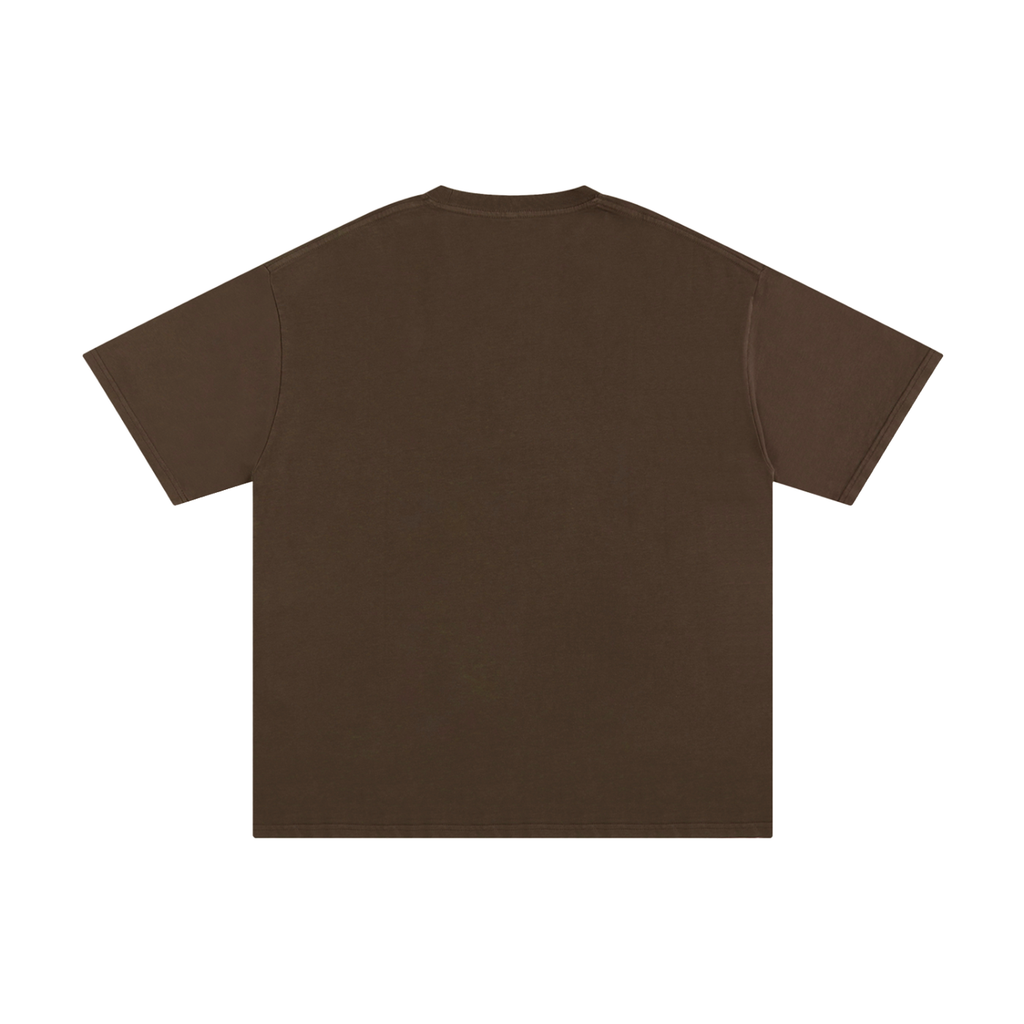 Back view of a plain brown Unisex Pure Cotton T-Shirt.
