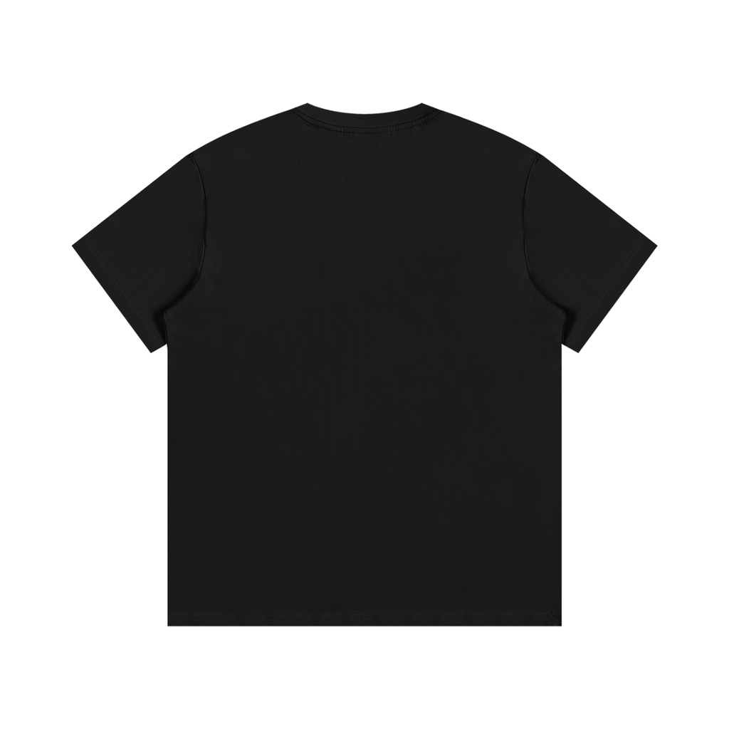 Black t-shirt on a white background