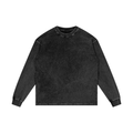 Black acid-wash oversized long-sleeve t-shirt on a white background