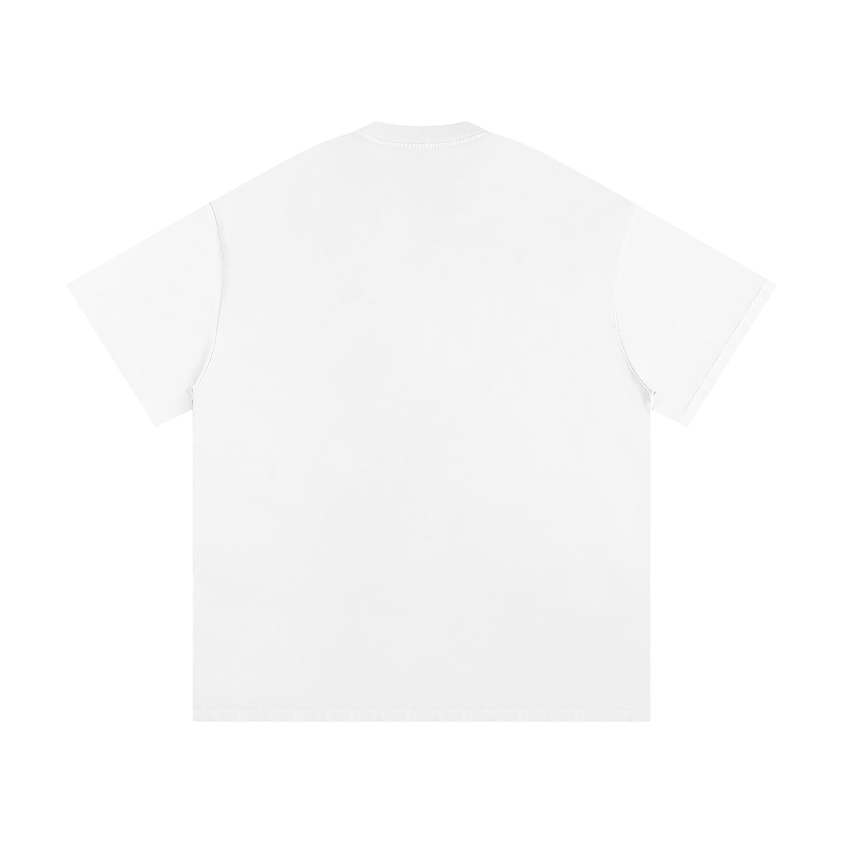 White heavyweight loose-fit t-shirt, rear view, on a white background