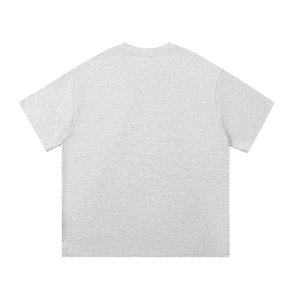 Back view of a plain light gray tee.
