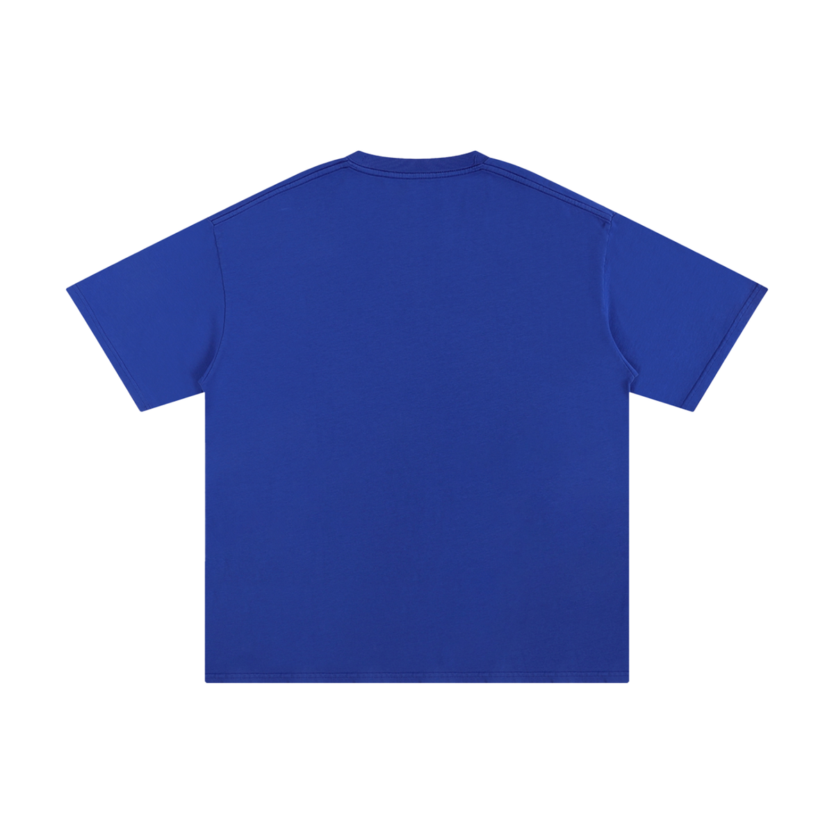 Back view of a plain blue Unisex Pure Cotton T-Shirt.