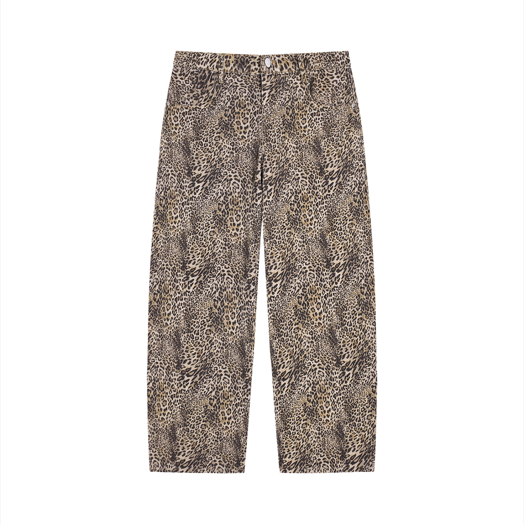KURFLAMA | Unisex Vintage Wash Leopard Wide Leg Jeans