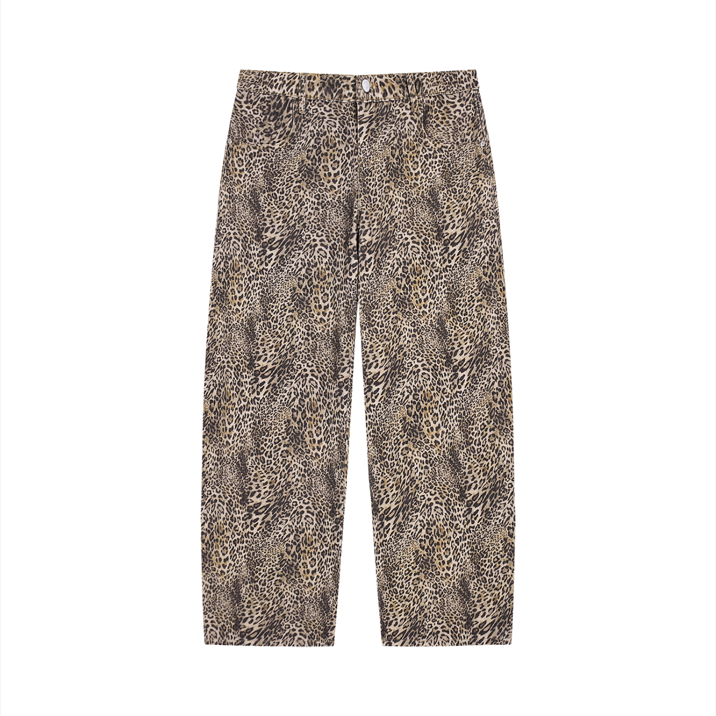 KURFLAMA | Unisex Vintage Wash Leopard Wide Leg Jeans