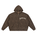 Unisex Leopard Print Waffle Full Zip Hoodie
