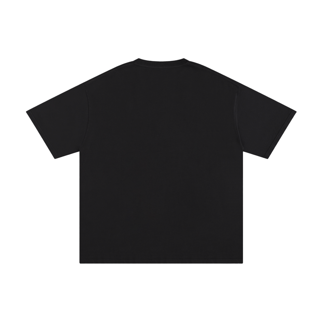 Back view of a plain black Unisex Pure Cotton T-Shirt.