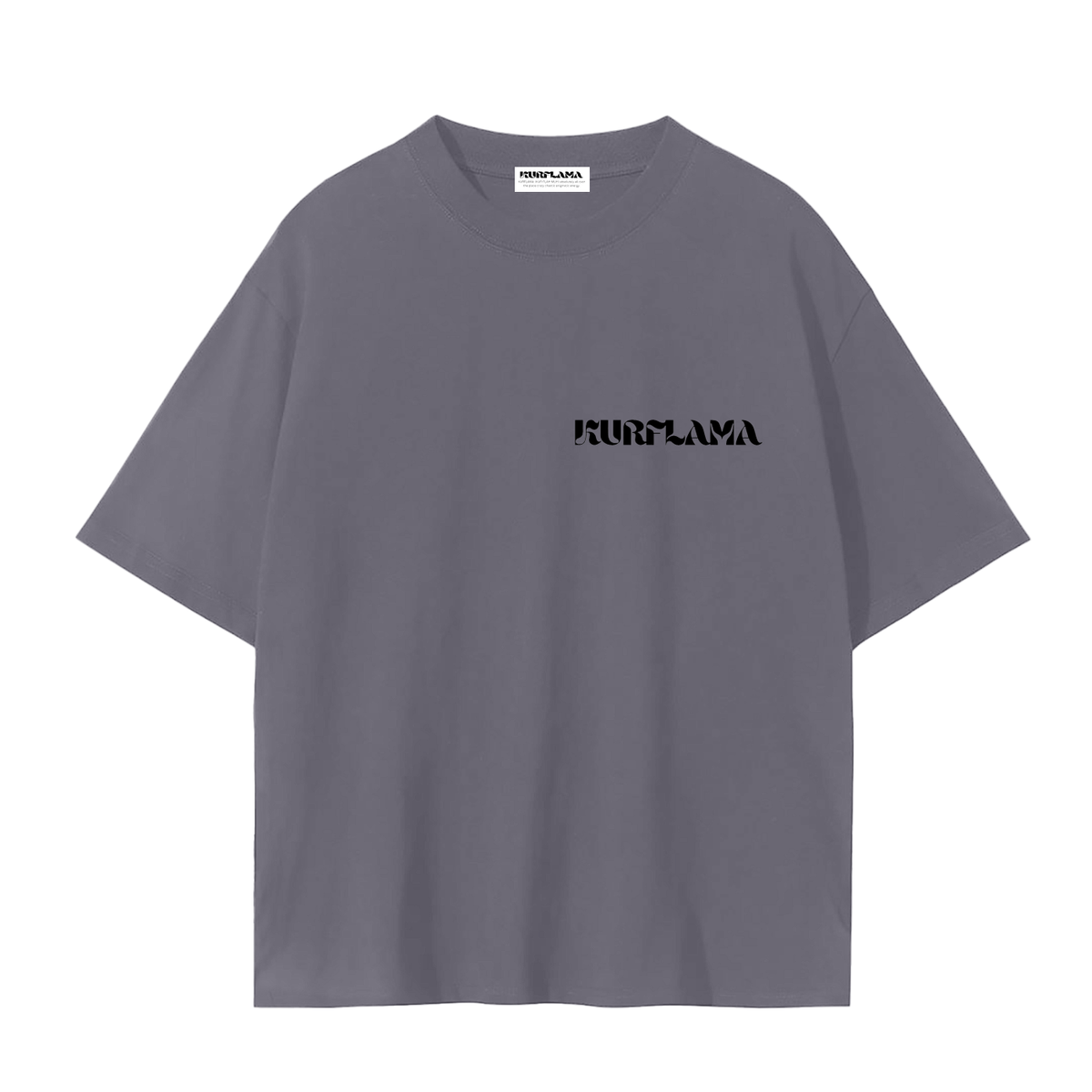 Gray t-shirt with 'Ahimsa' printed in white on a white background