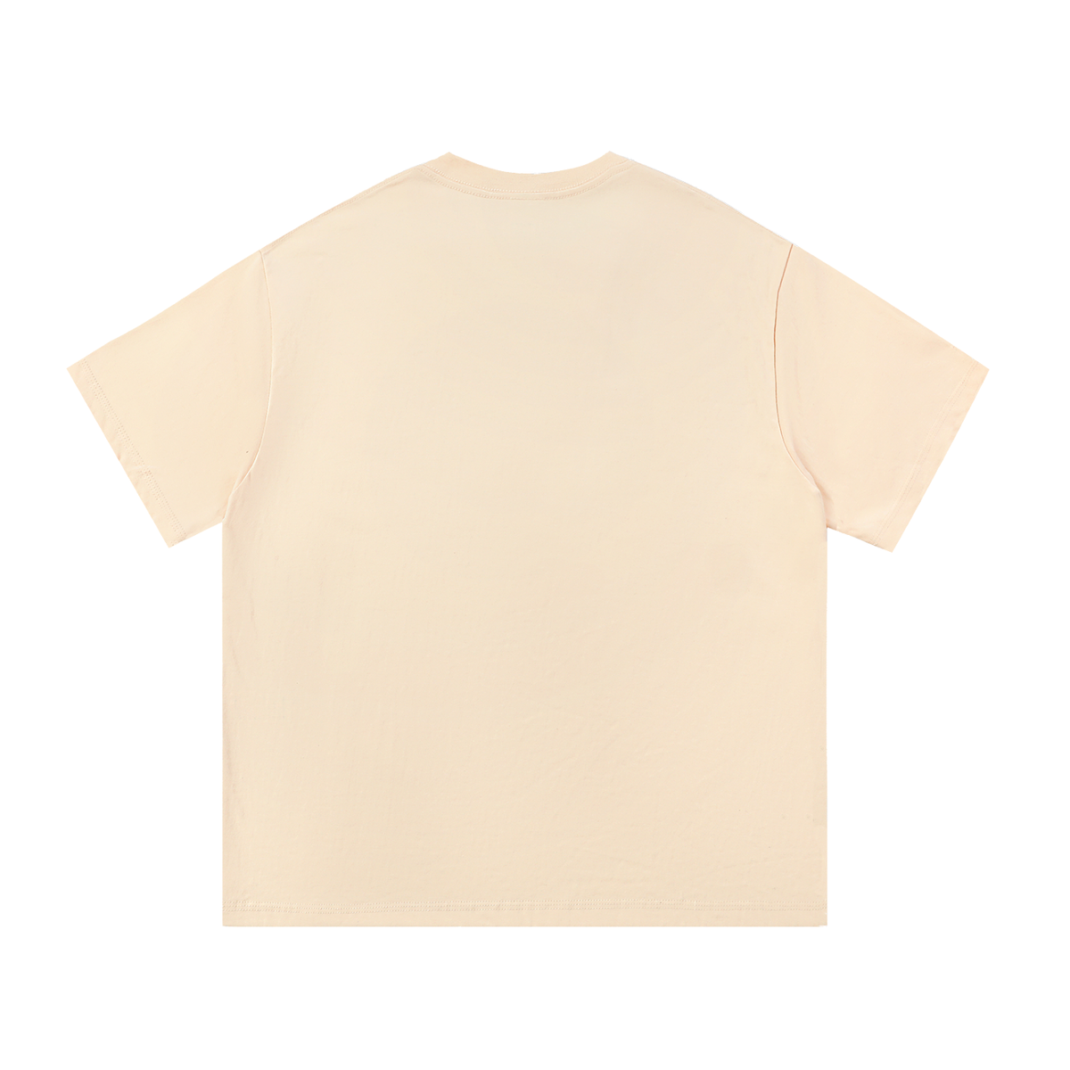 Back view of a plain cream tee.